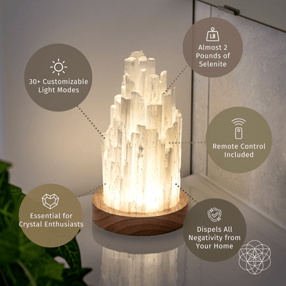 Selenite Lamp – 3 lb Healing Crystal Light, Ethically Sourced – Night Light
