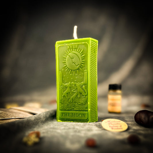 Moon Tarot Spell Kit - Beeswax Intuition Candle – Green (Prosperity) Candle Spell Kit