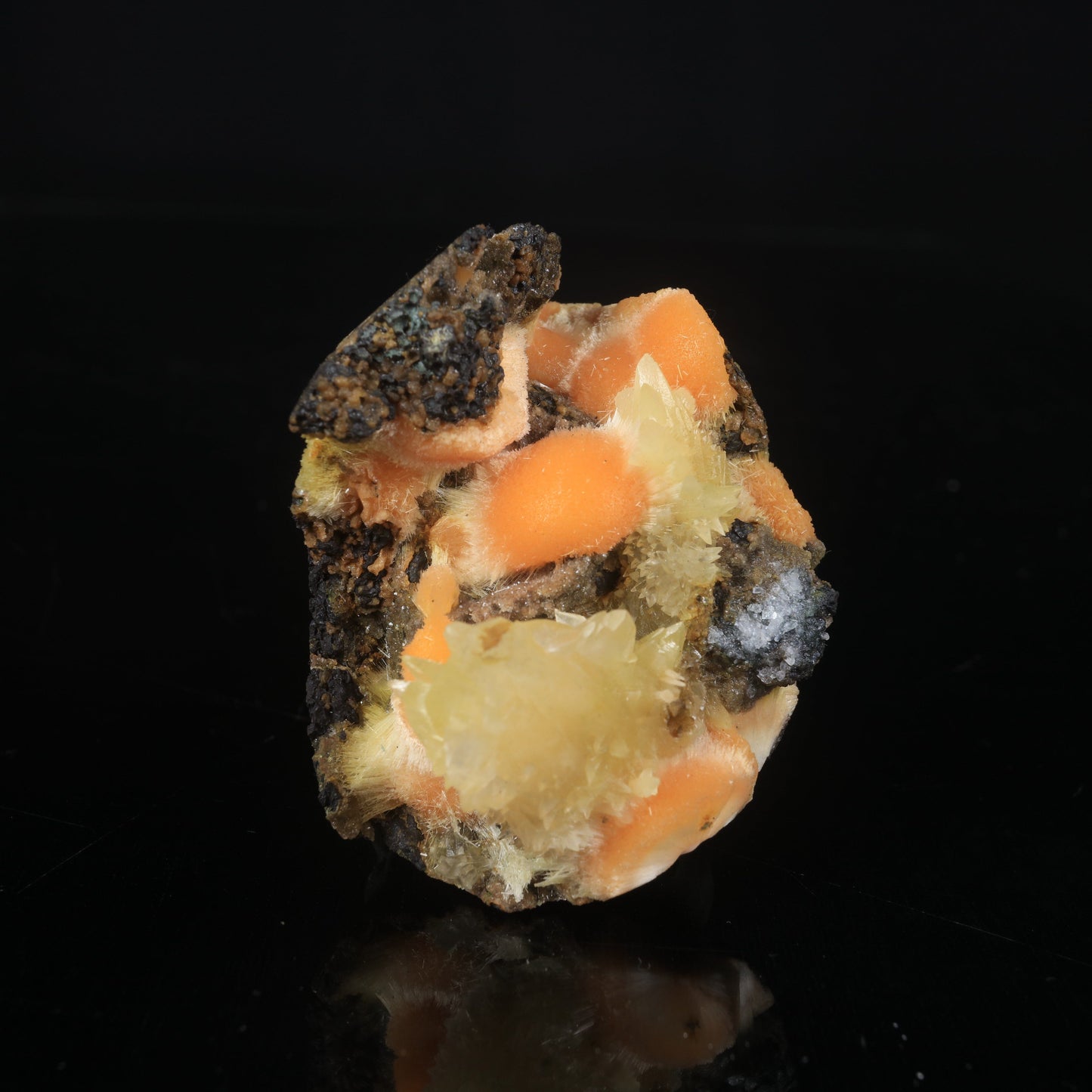 Thomsonite Orange Rare Find with Calcite Natural Mineral Specimen