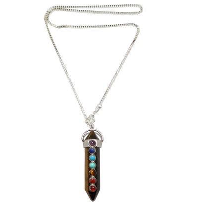 Tiger’s Eye Chakra Pendulum Necklace | Double Terminated Crystal – Necklaces