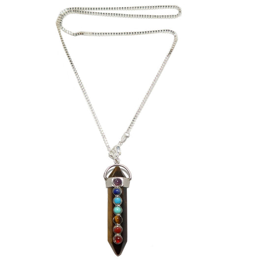 Tiger’s Eye Chakra Pendulum Necklace | Double Terminated Crystal – Necklaces