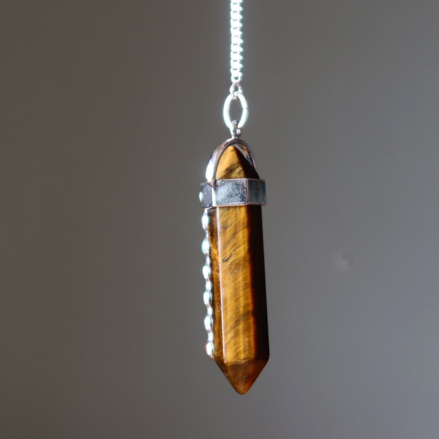 Tiger’s Eye Chakra Pendulum Necklace | Double Terminated Crystal – Necklaces