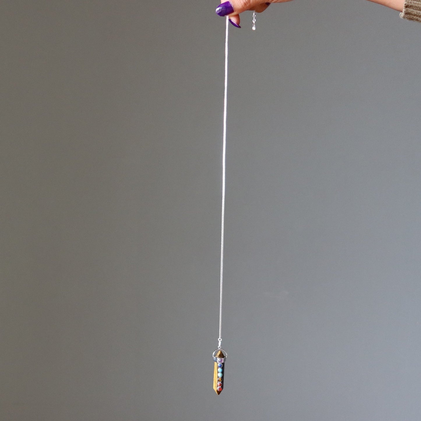 Tiger’s Eye Chakra Pendulum Necklace | Double Terminated Crystal – Necklaces