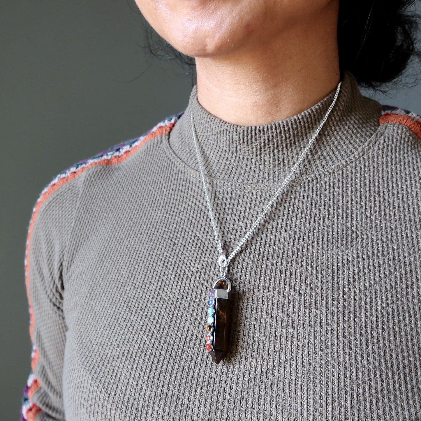 Tiger’s Eye Chakra Pendulum Necklace | Double Terminated Crystal – Necklaces