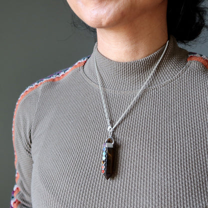 Tiger’s Eye Chakra Pendulum Necklace | Double Terminated Crystal – Necklaces