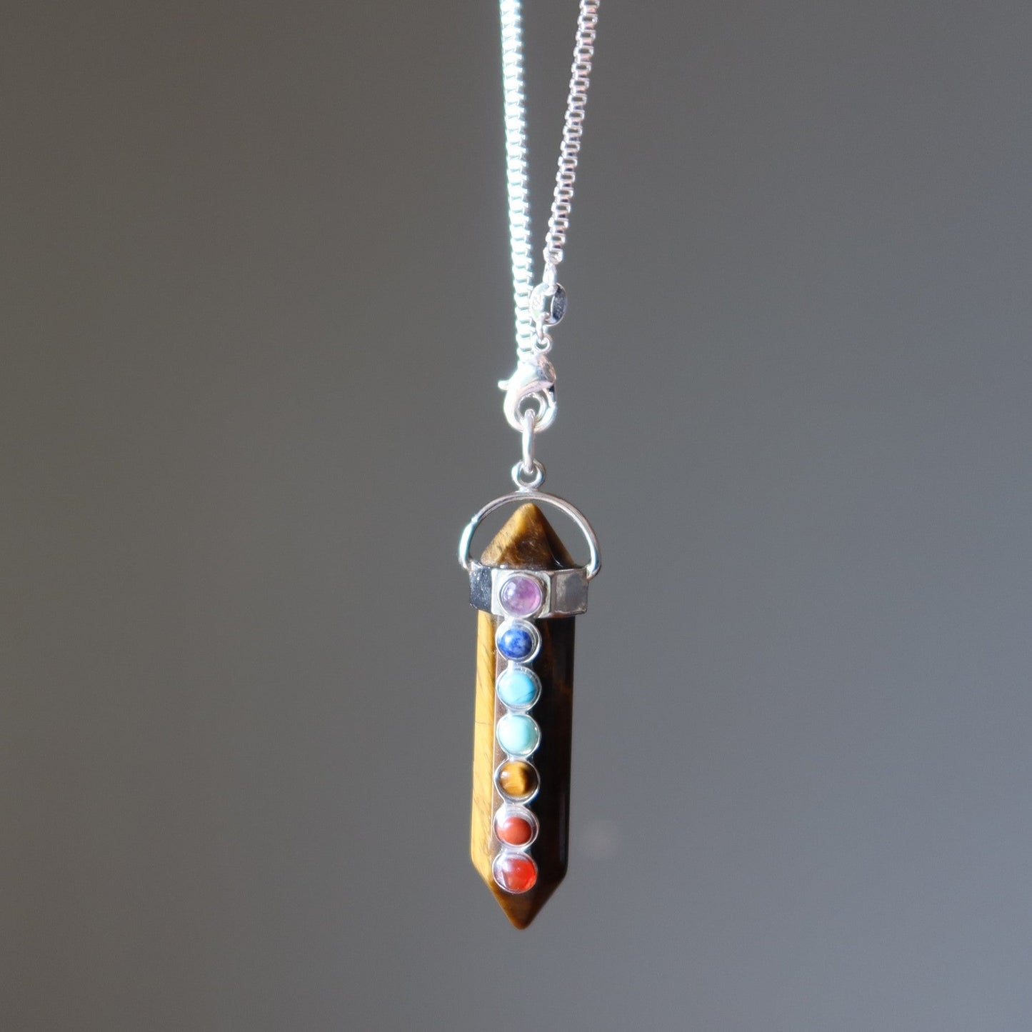 Tiger’s Eye Chakra Pendulum Necklace | Double Terminated Crystal – Necklaces