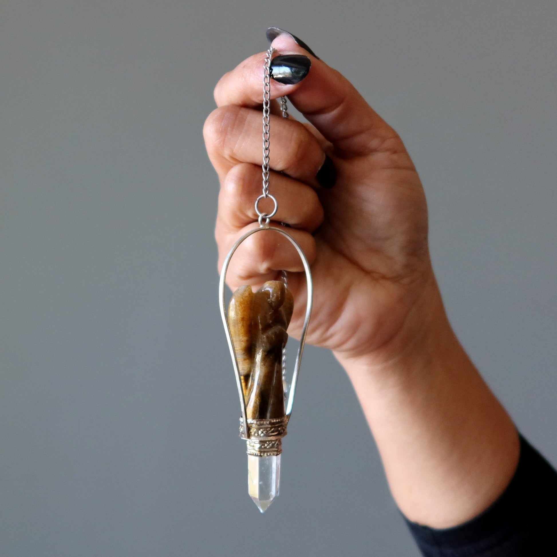 Tigers Eye Pendulum Angel Divination Clear Quartz – Pendulums