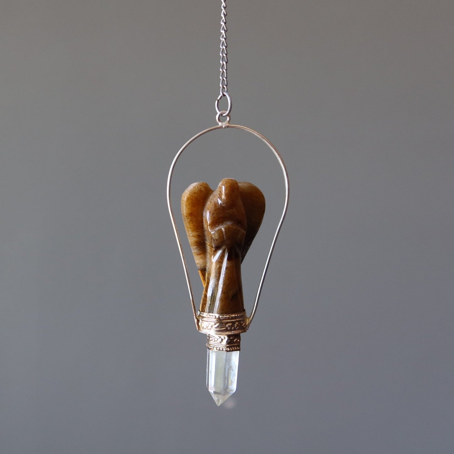 Tigers Eye Pendulum Angel Divination Clear Quartz – Pendulums