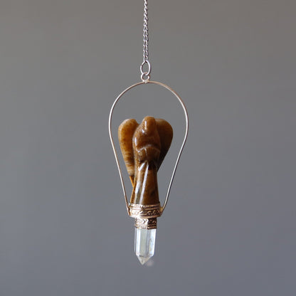 Tigers Eye Pendulum Angel Divination Clear Quartz – Pendulums