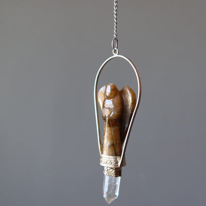 Tigers Eye Pendulum Angel Divination Clear Quartz – Pendulums