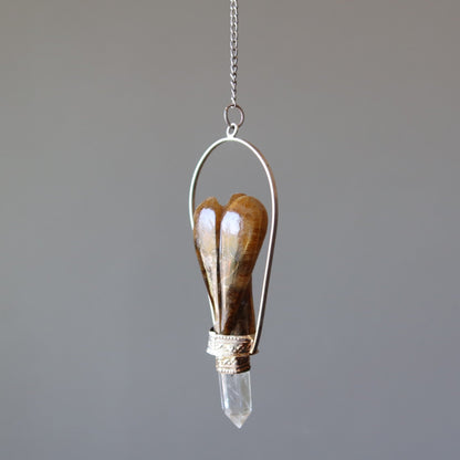 Tigers Eye Pendulum Angel Divination Clear Quartz – Pendulums