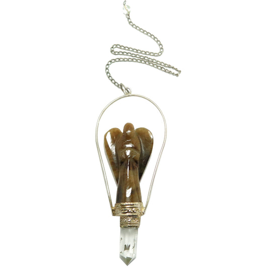 Tigers Eye Pendulum Angel Divination Clear Quartz – Pendulums