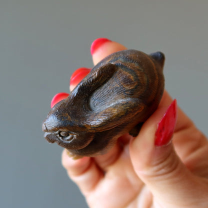 Tiger’s Eye Rabbit Carving | Golden Tiger Eye Crystal Figurine – Animals