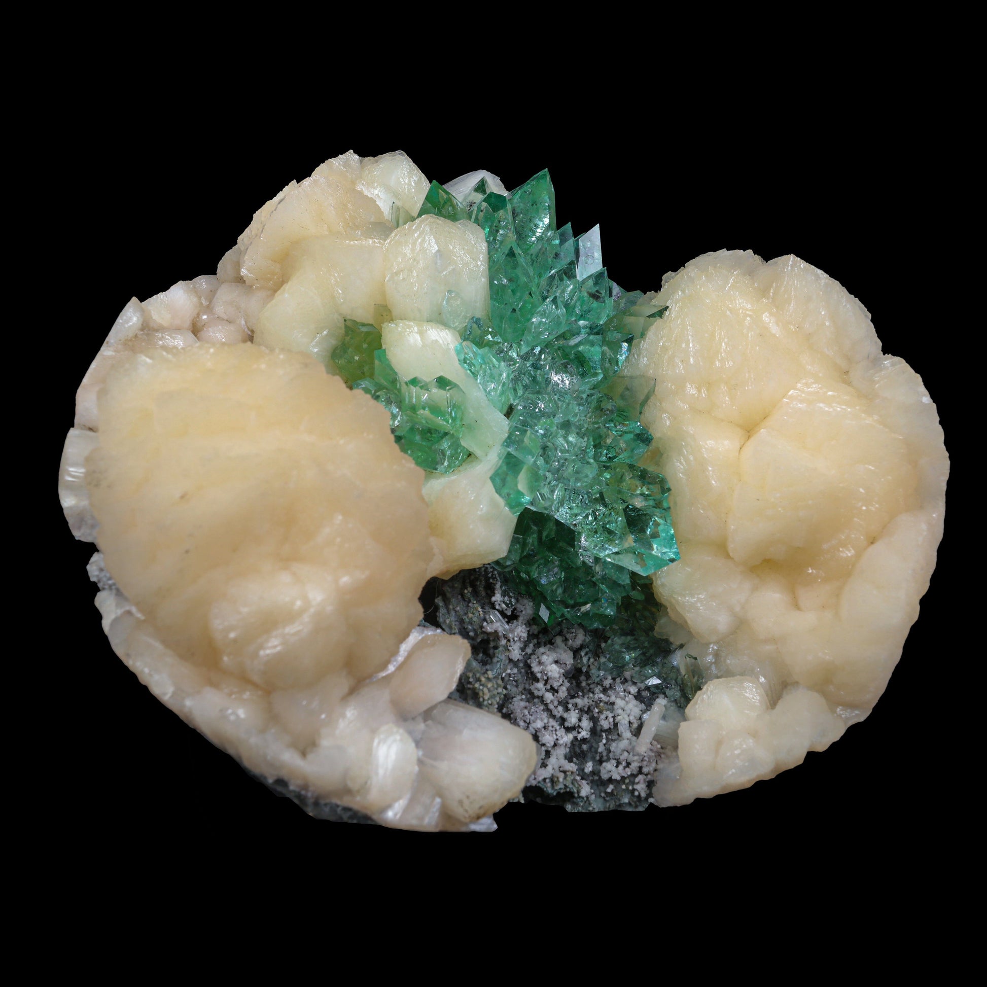 Top Rare Green Floral Apophyllite with Stilbite Natural Mineral Specimen USA – Apohyllite