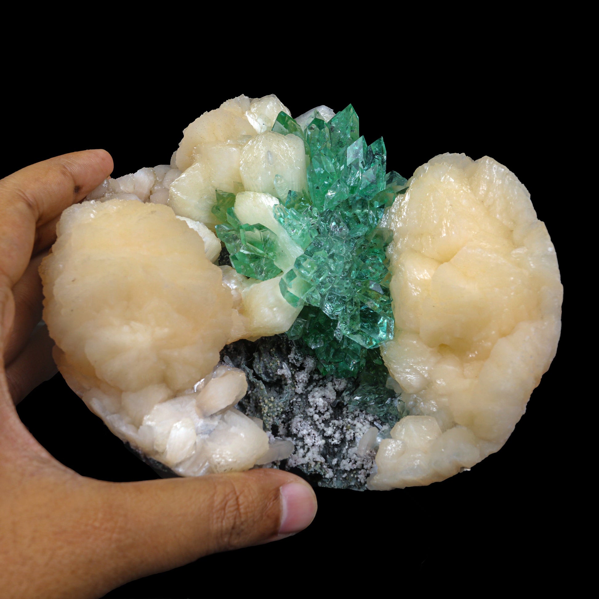 Top Rare Green Floral Apophyllite with Stilbite Natural Mineral Specimen USA – Apohyllite