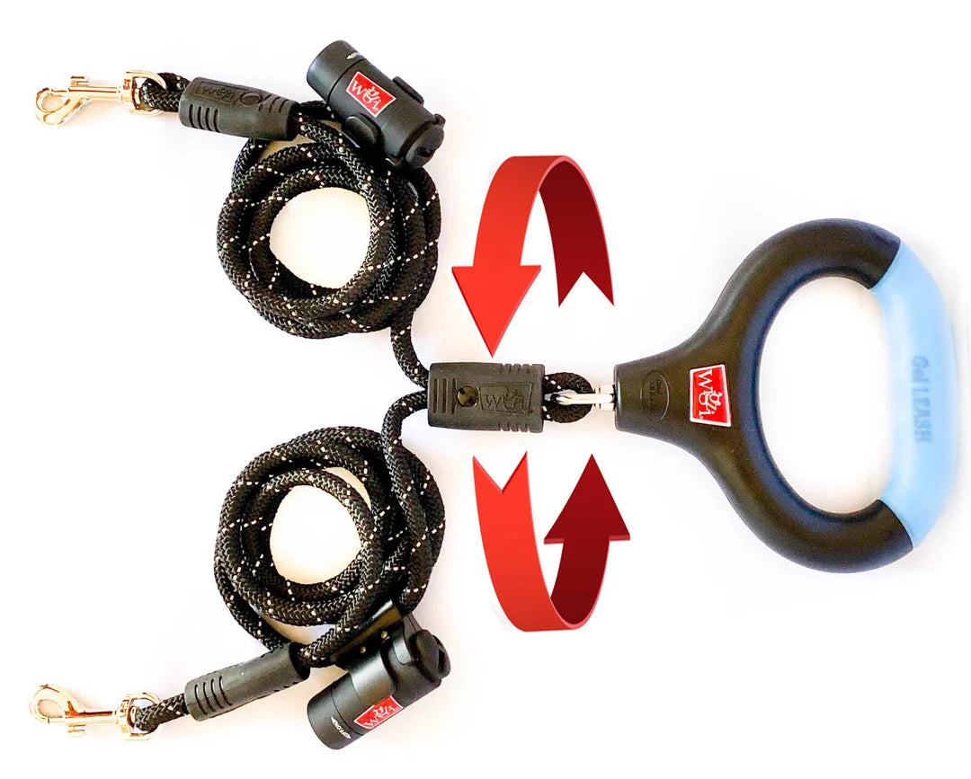 Wigzi Dual Dog Rope Leash with LED Lights & Gel Handle