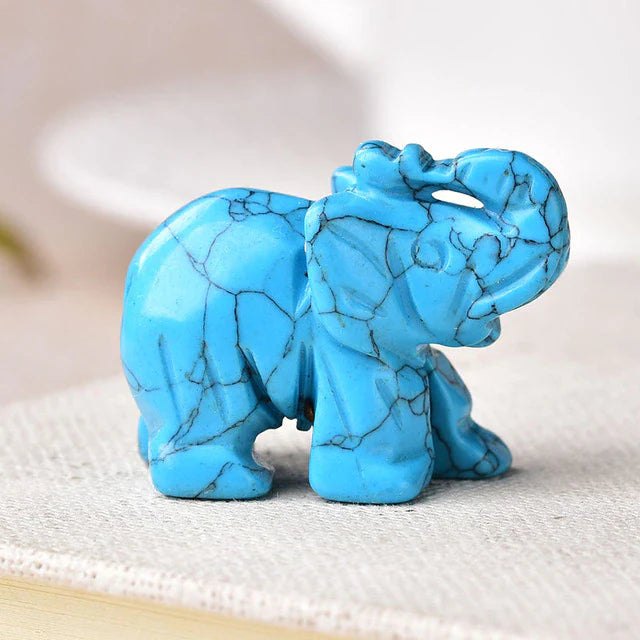 Spiritual & Emotional Support Crystal Elephant – Turquoise - Prosperity & Growth Statue