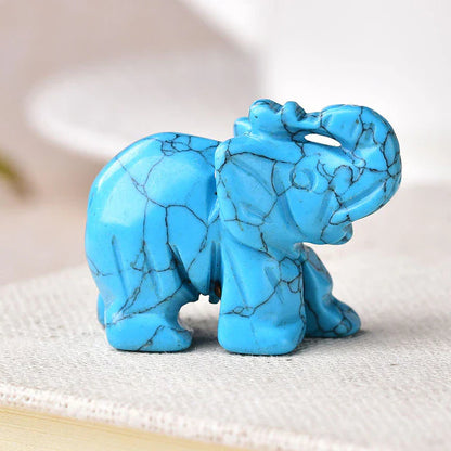 Spiritual & Emotional Support Crystal Elephant – Turquoise - Prosperity & Growth Statue