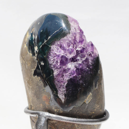 Amethyst Geode on Stand | Rustic Crystal Home Decor – Amethysts Crystals mounted