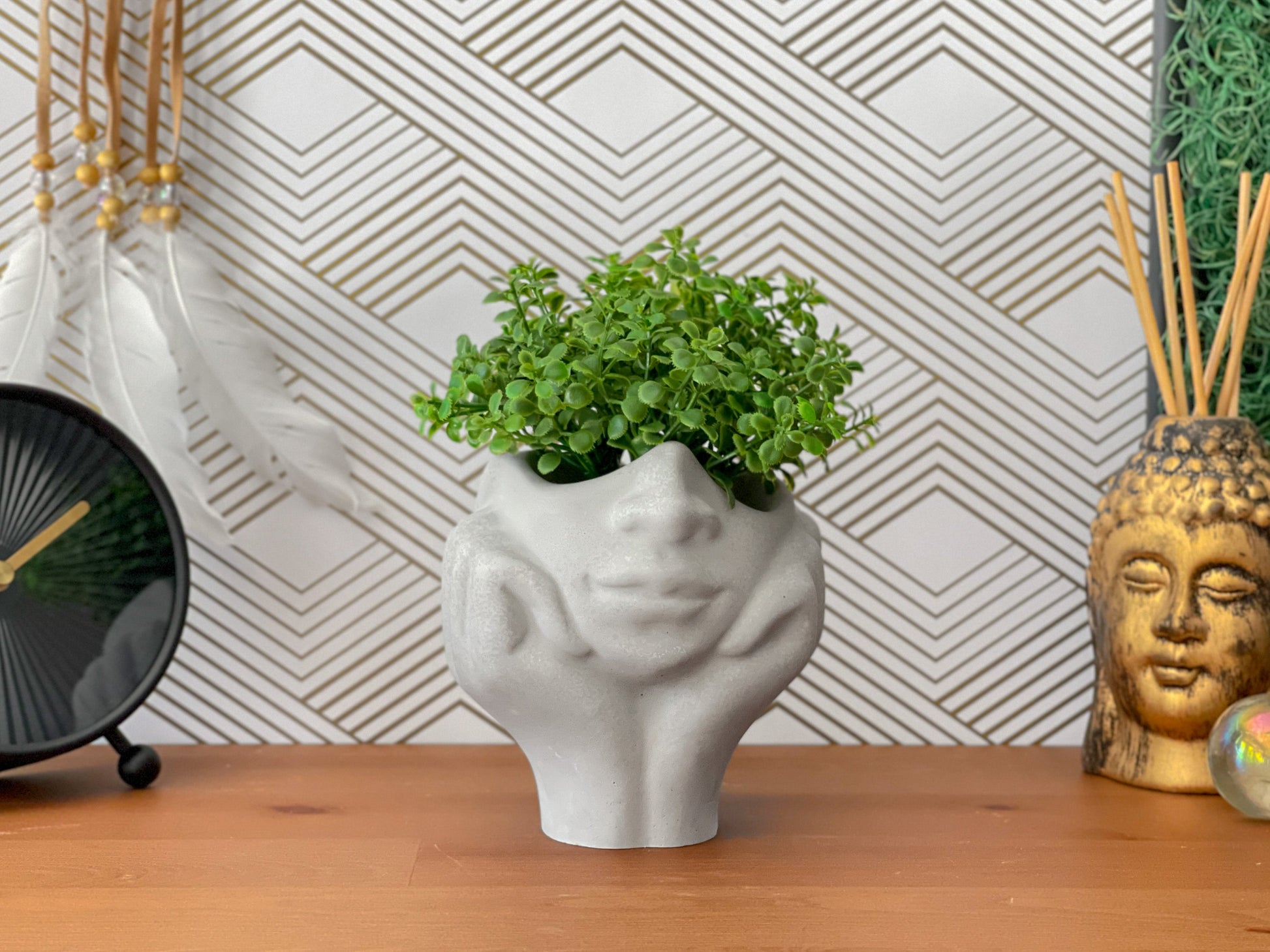 Face Succulent Planter on Two Hands – Planter