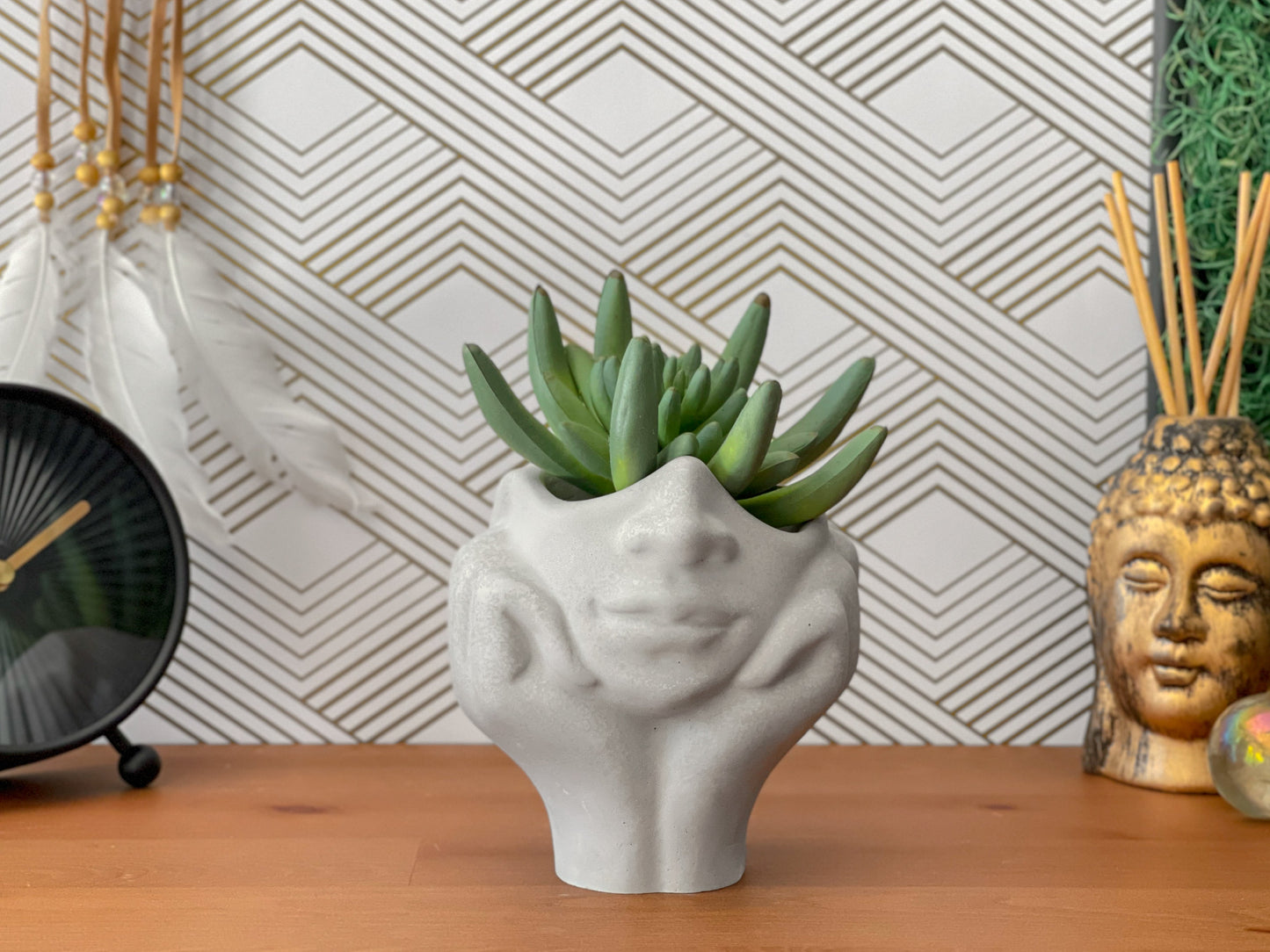 Face Succulent Planter on Two Hands – Planter
