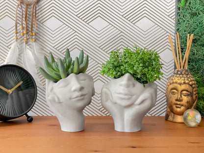 Face Succulent Planter on Two Hands – Planter