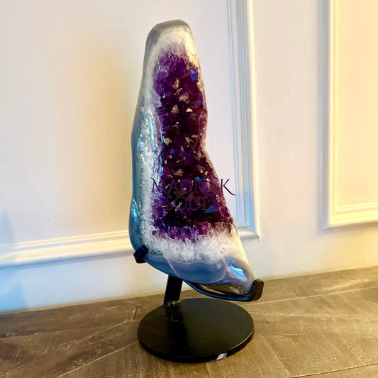Uruguay Rare Dark Purple Amethyst Geode on Stand – 15.5 lbs