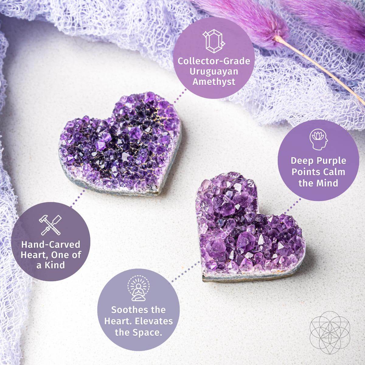 Uruguayan Amethyst Love Heart Cluster - AAA Premium Quality – Cluster & Raw