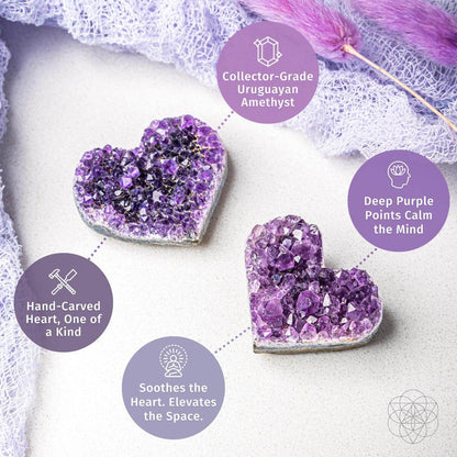 Uruguayan Amethyst Love Heart Cluster - AAA Premium Quality – Cluster & Raw