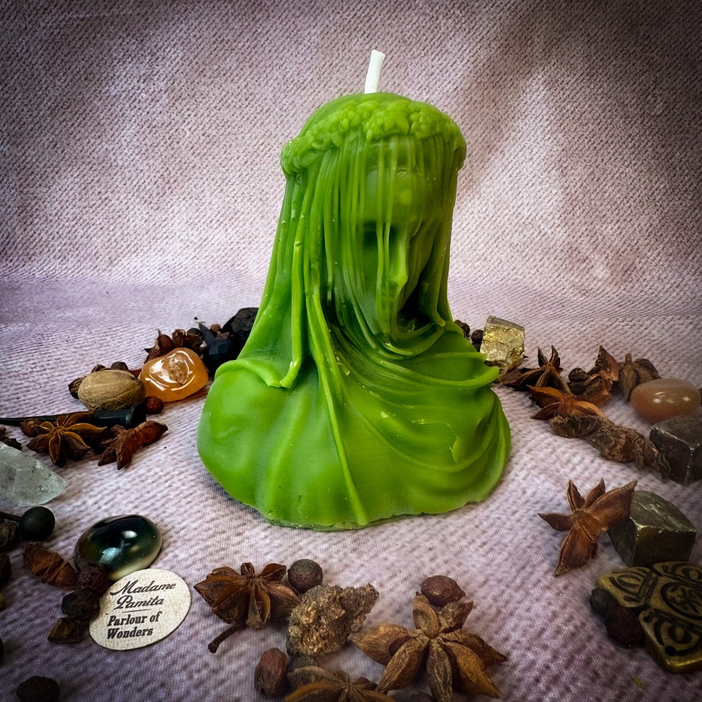 Veil of Secrets Candle Spell Kit - Truth & Privacy Magic – Green (Hiding Financial Dealings) Candle Spell Kit