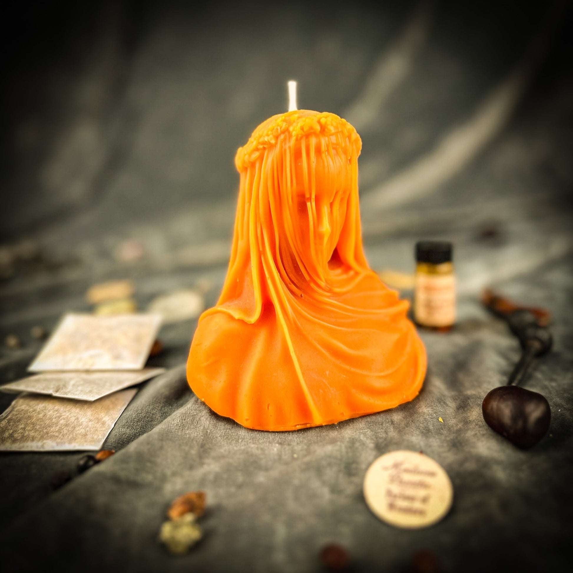 Veil of Secrets Candle Spell Kit - Truth & Privacy Magic – Orange (Truth about New Ventures) Candle Spell Kit
