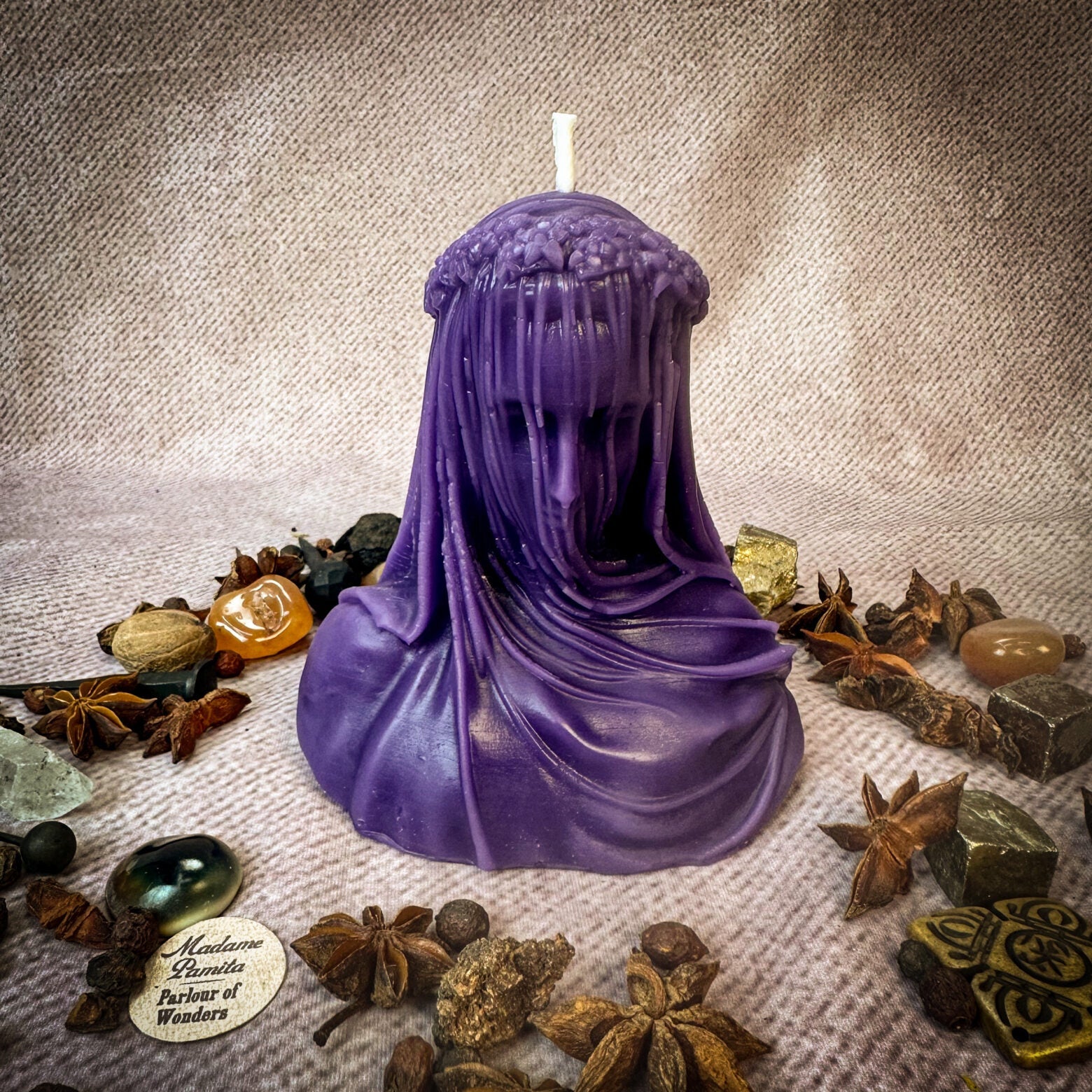 Veil of Secrets Candle Spell Kit - Truth & Privacy Magic – Purple (Truthful Psychic Messages) Candle Spell Kit