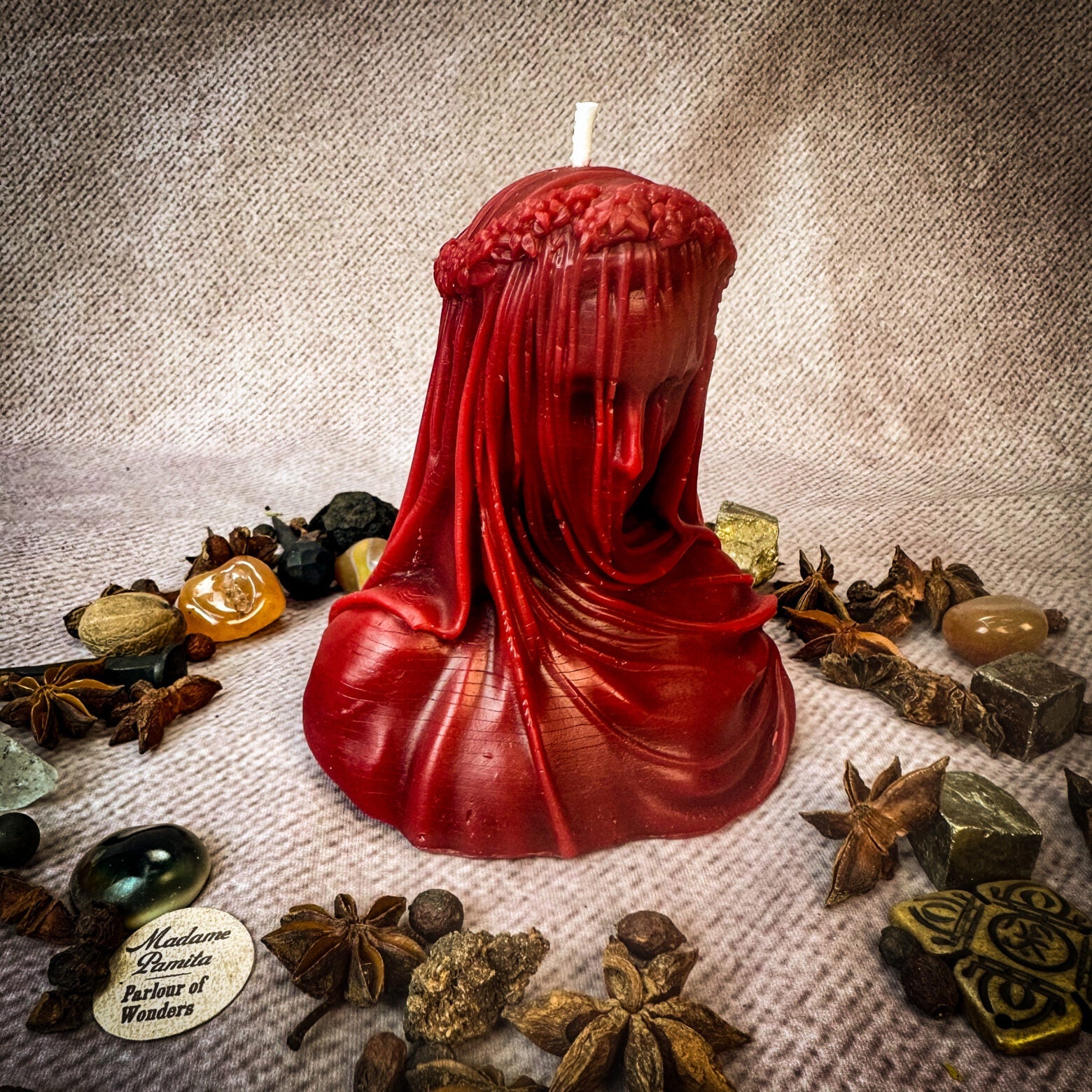 Veil of Secrets Candle Spell Kit - Truth & Privacy Magic – Red (Romance Secret Relationships) Candle Spell Kit