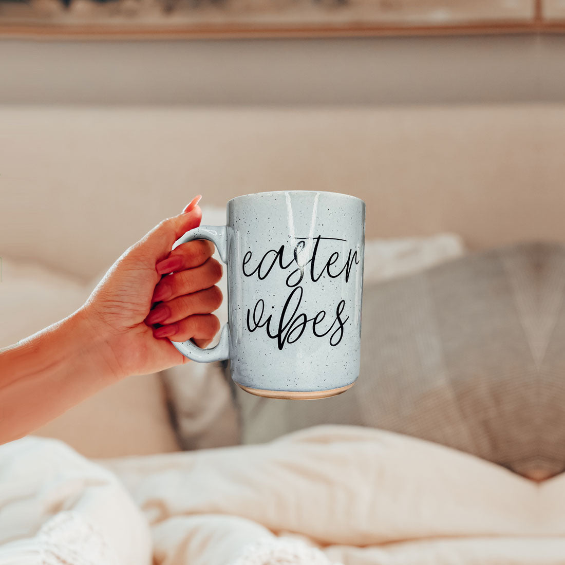 Easter Vibes Speckled Ceramic Mug - 16oz Pink or Blue – Mugs - Seasonal