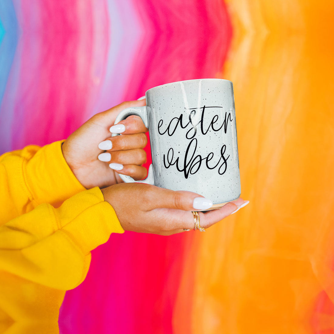 Easter Vibes Speckled Ceramic Mug - 16oz Pink or Blue – Mugs - Seasonal