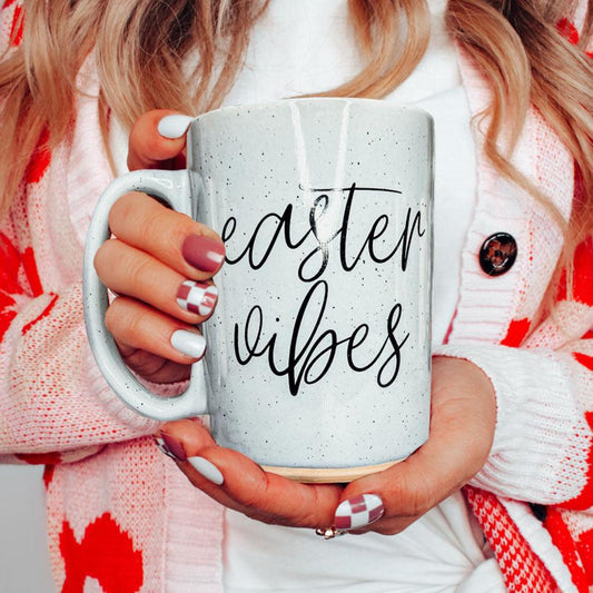 Easter Vibes Speckled Ceramic Mug - 16oz Pink or Blue – Blue Mugs - Seasonal
