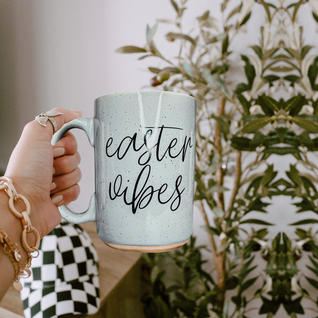 Easter Vibes Speckled Ceramic Mug - 16oz Pink or Blue – Mugs - Seasonal