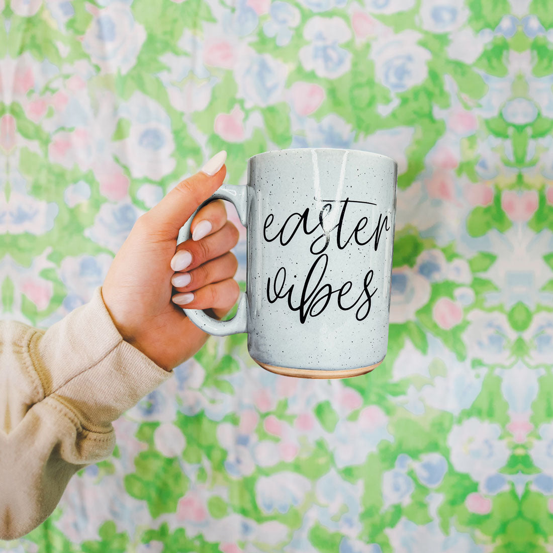 Easter Vibes Speckled Ceramic Mug - 16oz Pink or Blue – Mugs - Seasonal