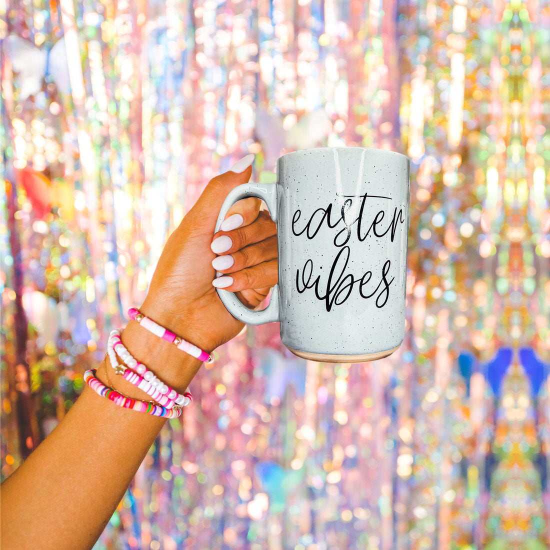 Easter Vibes Speckled Ceramic Mug - 16oz Pink or Blue – Mugs - Seasonal