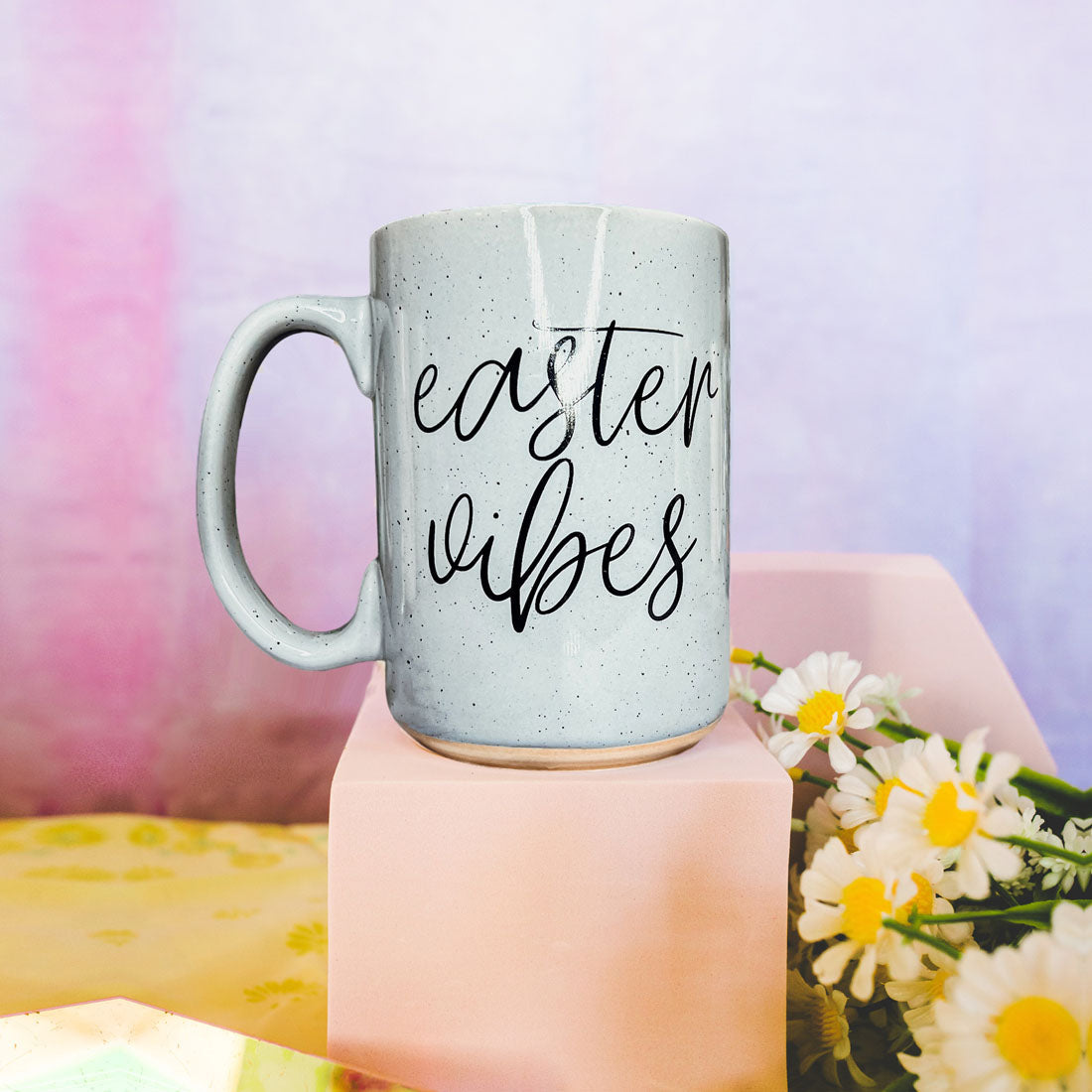 Easter Vibes Speckled Ceramic Mug - 16oz Pink or Blue – Mugs - Seasonal