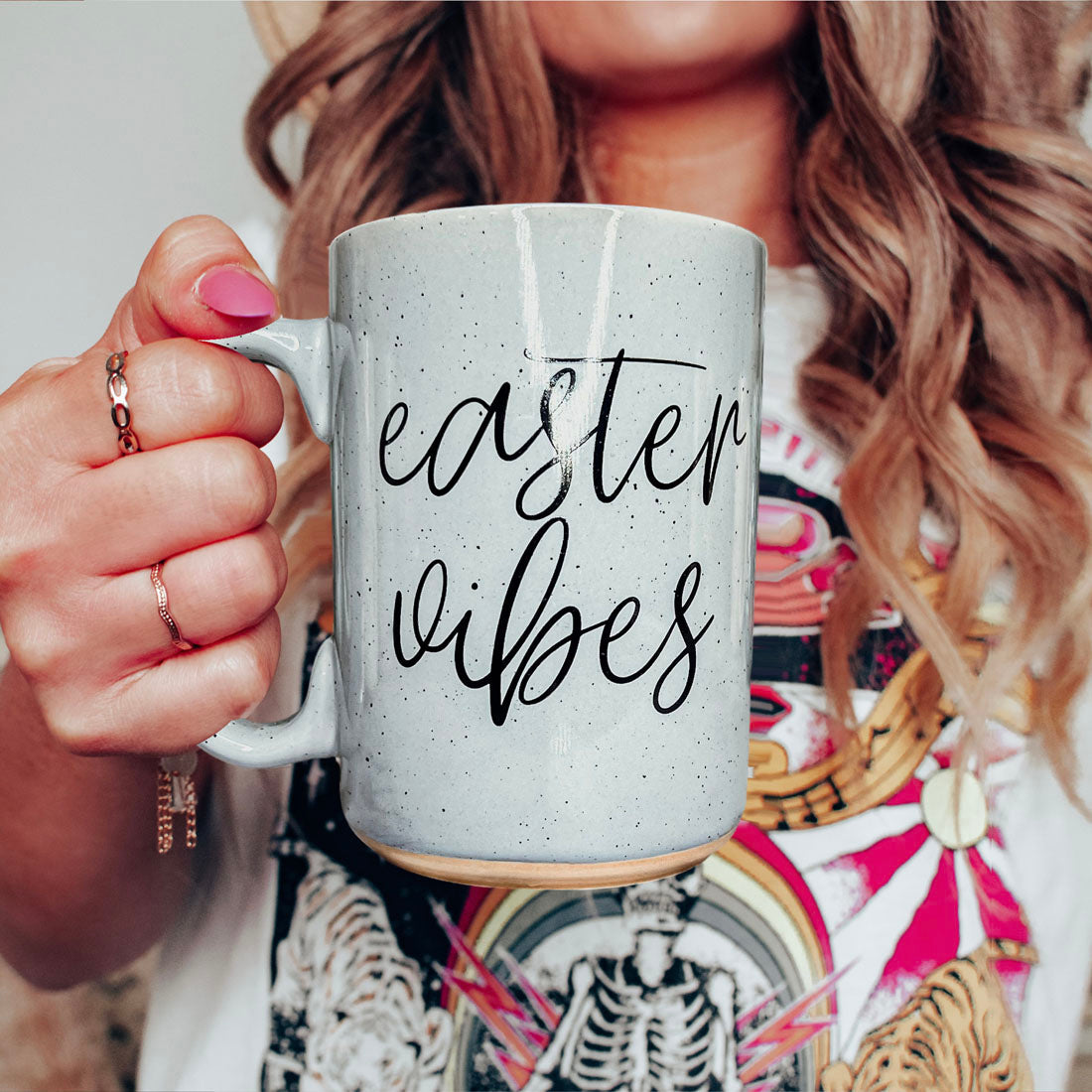 Easter Vibes Speckled Ceramic Mug - 16oz Pink or Blue – Mugs - Seasonal