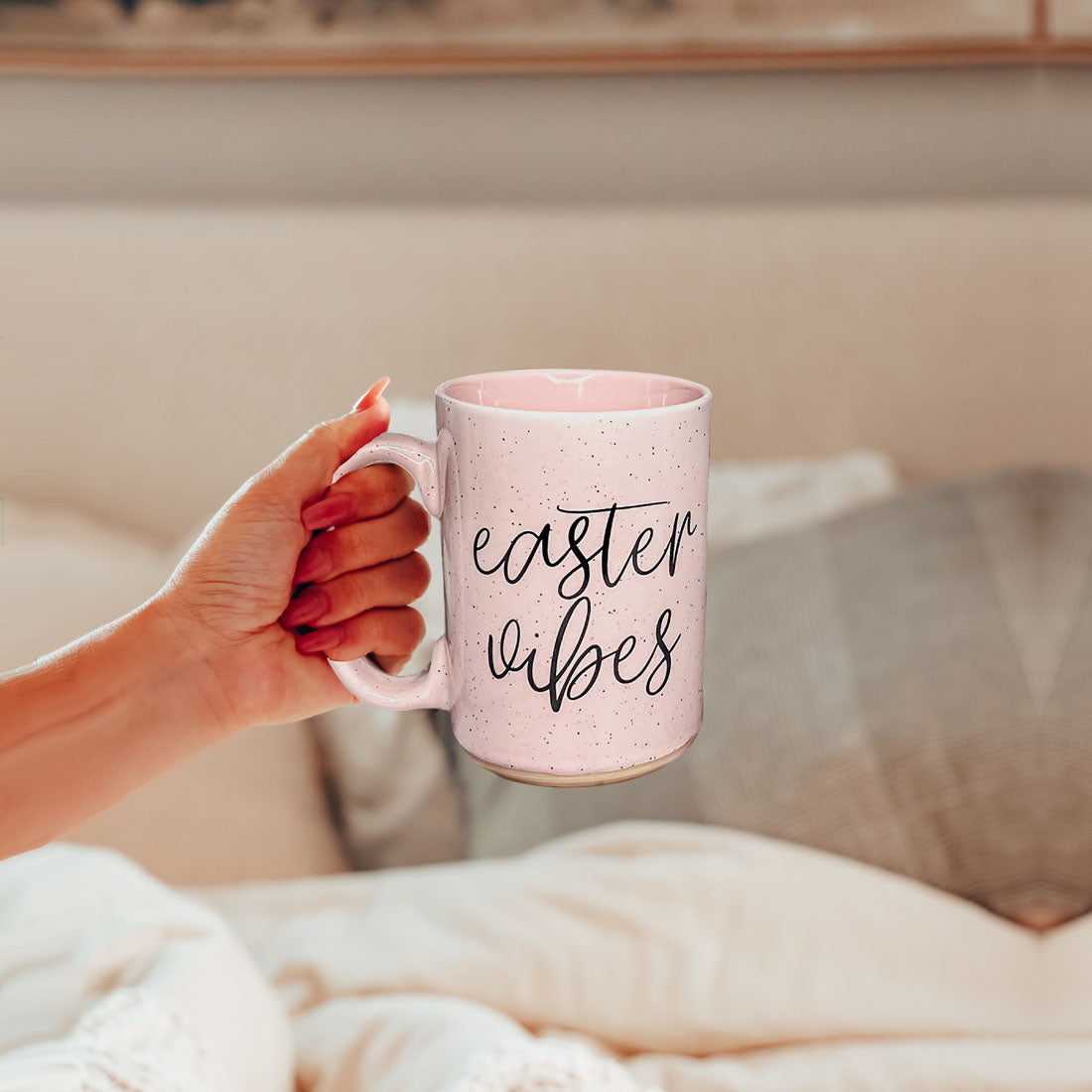 Easter Vibes Speckled Ceramic Mug - 16oz Pink or Blue – Mugs - Seasonal