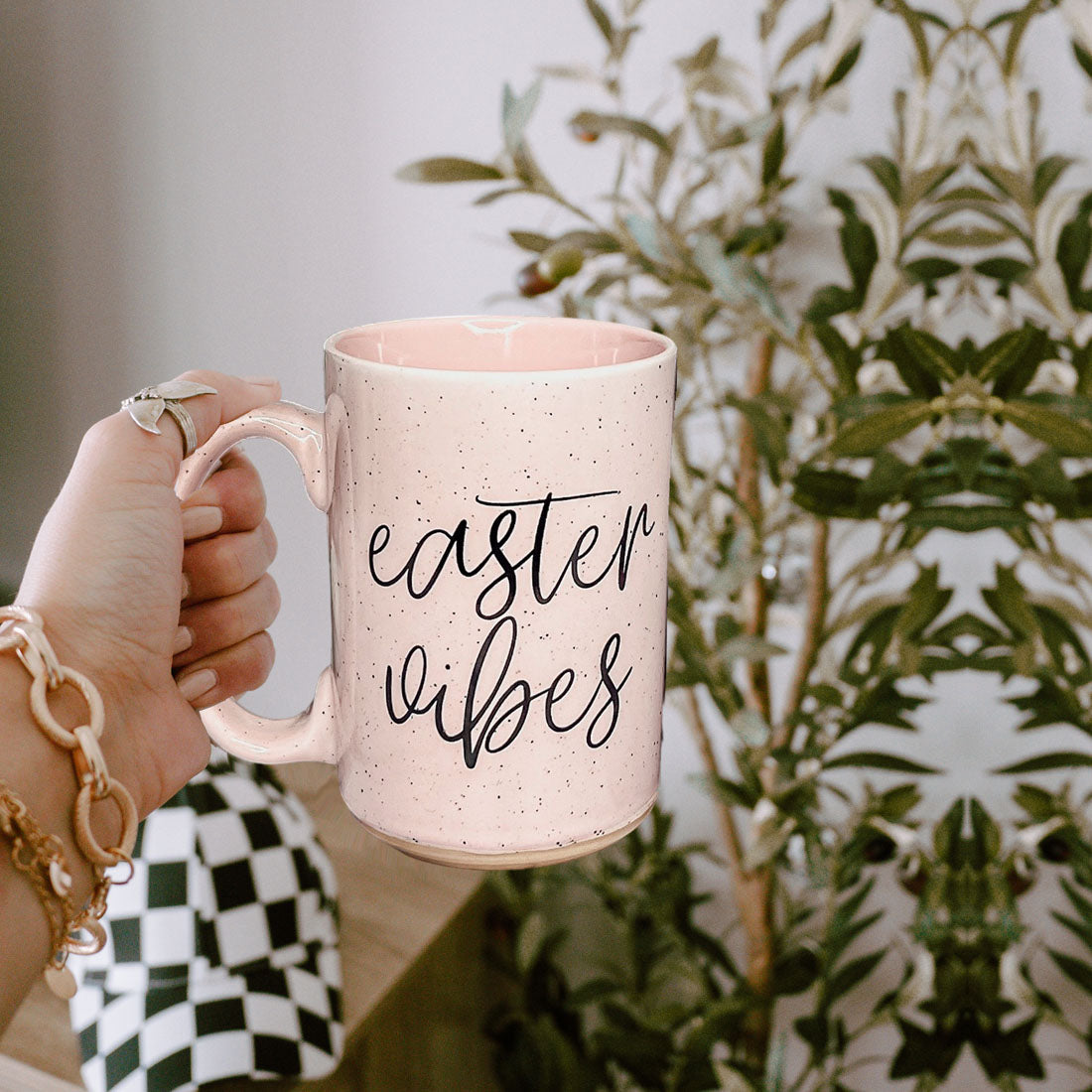 Easter Vibes Speckled Ceramic Mug - 16oz Pink or Blue – Mugs - Seasonal