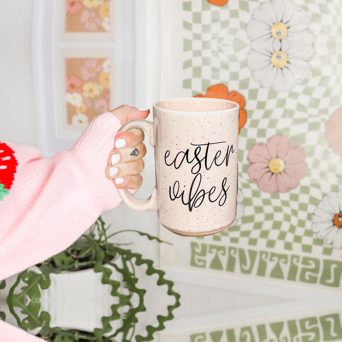 Easter Vibes Speckled Ceramic Mug - 16oz Pink or Blue – Mugs - Seasonal