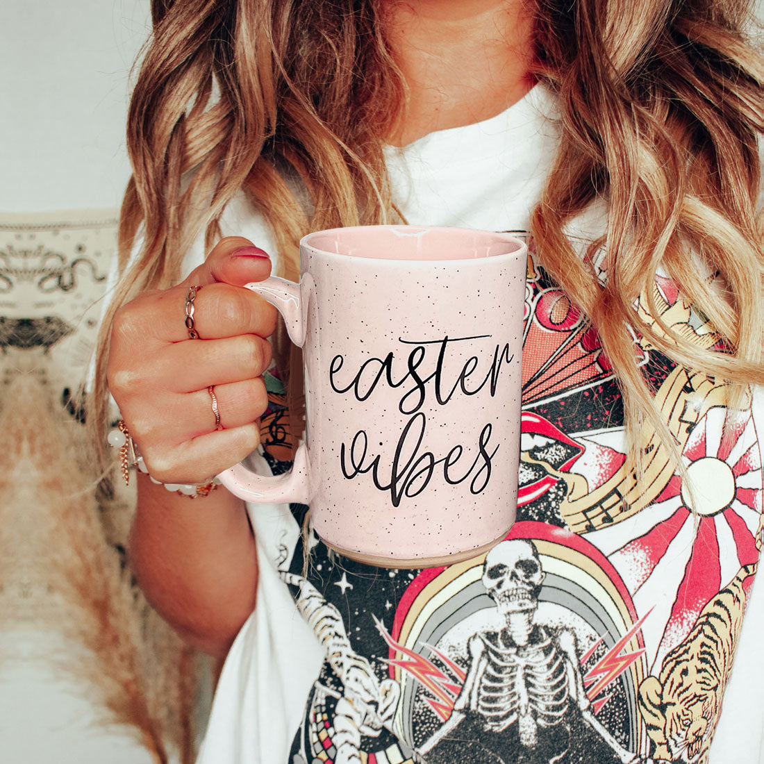 Easter Vibes Speckled Ceramic Mug - 16oz Pink or Blue – Mugs - Seasonal