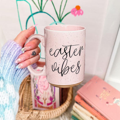 Easter Vibes Speckled Ceramic Mug - 16oz Pink or Blue – Pink Mugs - Seasonal