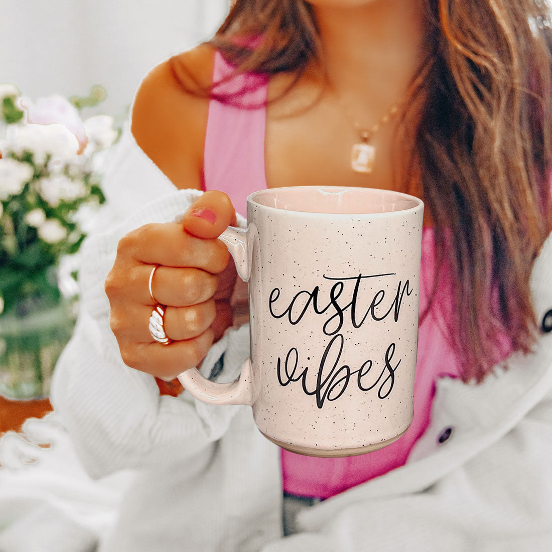 Easter Vibes Speckled Ceramic Mug - 16oz Pink or Blue – Mugs - Seasonal