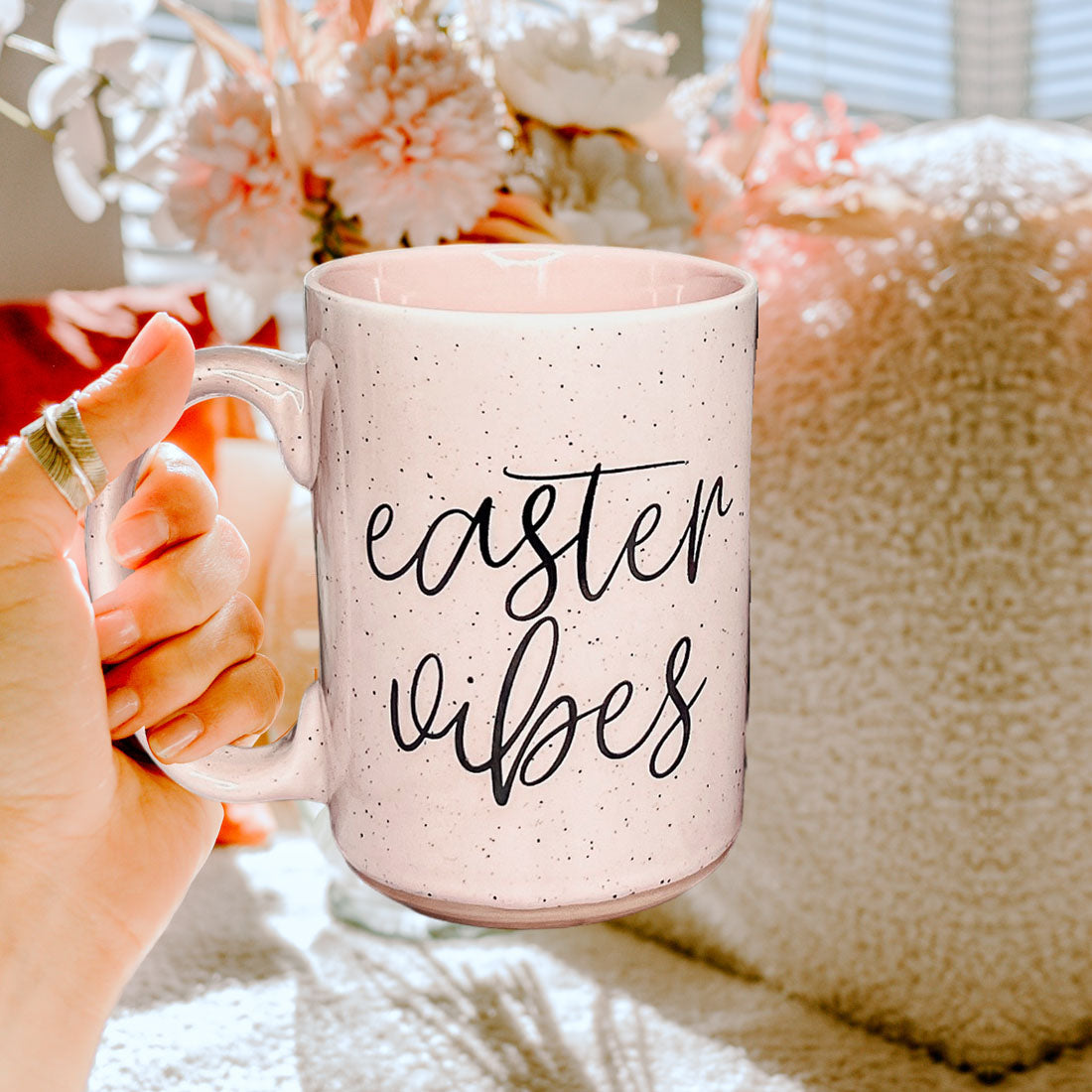 Easter Vibes Speckled Ceramic Mug - 16oz Pink or Blue – Mugs - Seasonal