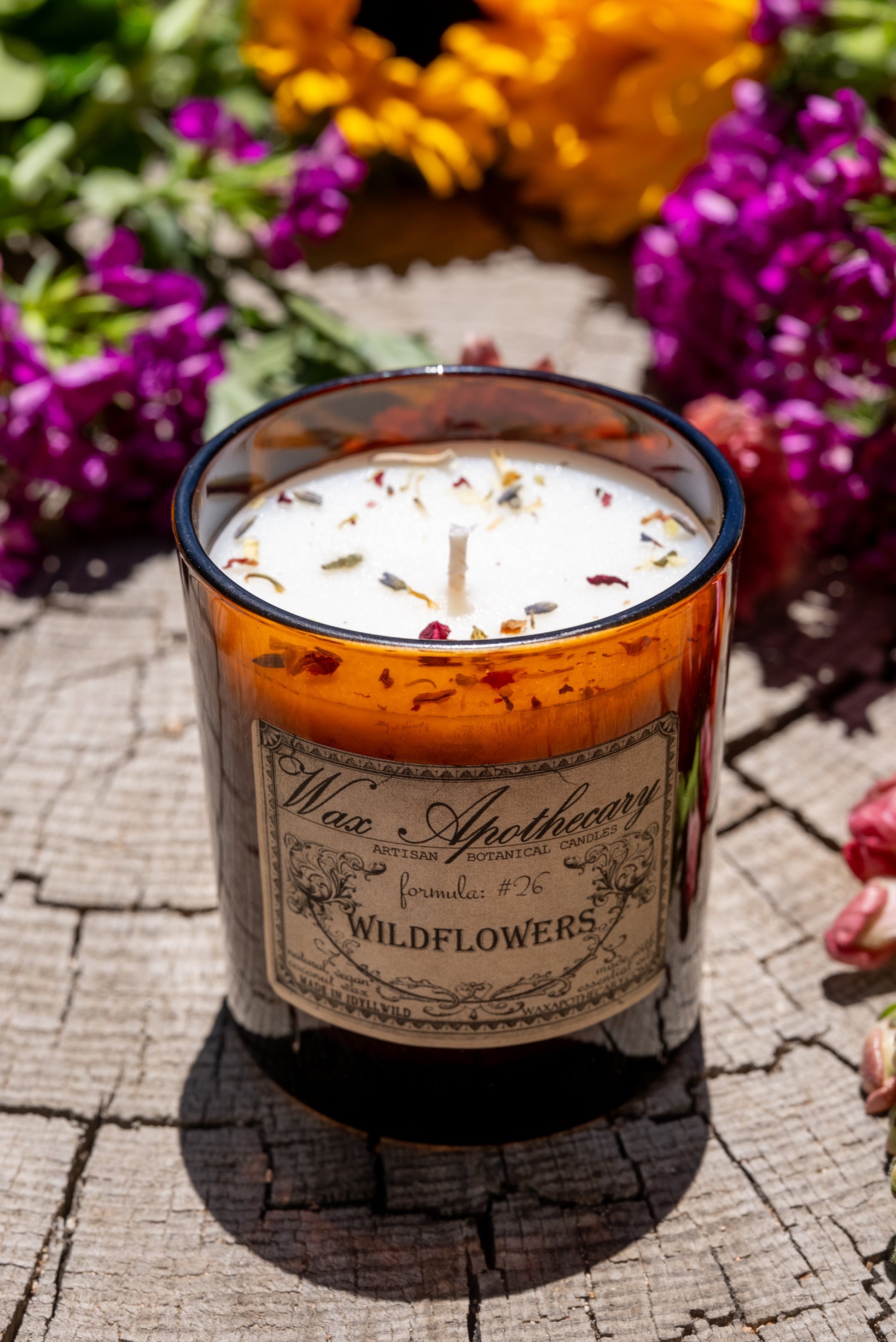 9 oz Wildflowers Artisan Amber Glass Candle – Candle