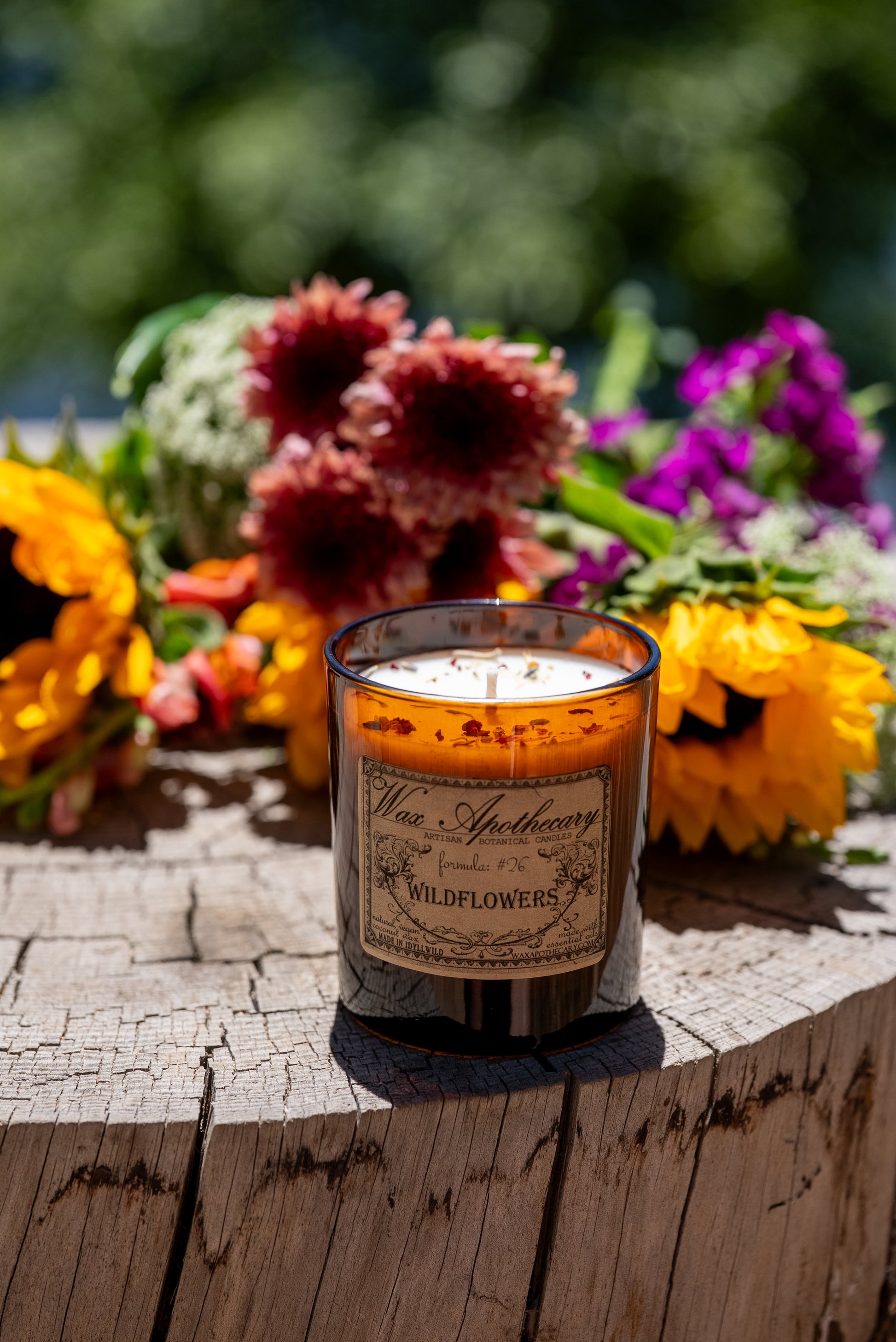 9 oz Wildflowers Artisan Amber Glass Candle – Candle